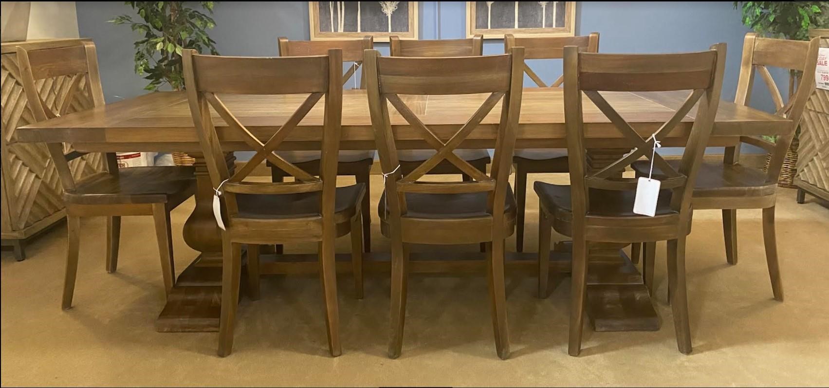 Bramble Charleston 25924 27206 STW Trestle Dining Table and 8